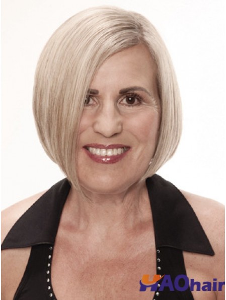 Perruques blondes droites remy monofilament platinum blonde