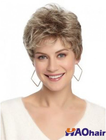 Lace Front Wavy Layered Short 8 pouces Coiffures Perruques de cheveux humains