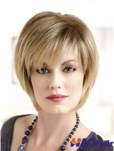 Lace Front Straight Layered Short 8 pouces Top Perruques de cheveux humains