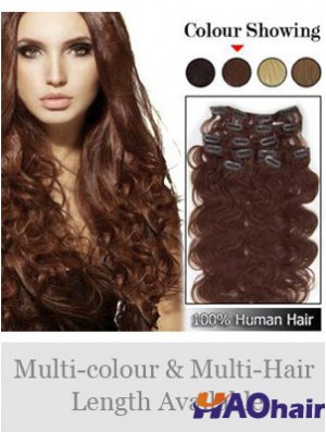 Pince à cheveux ondulée Remy Auburn de haute qualité dans les extensions de cheveux