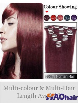Pince à cheveux lisse rouge lisse Remy dans les extensions de cheveux