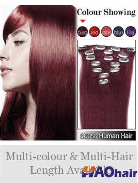 Pince à cheveux lisse rouge lisse Remy dans les extensions de cheveux