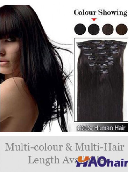 Pas cher Brown Straight Remy Hair Clip dans les extensions de cheveux