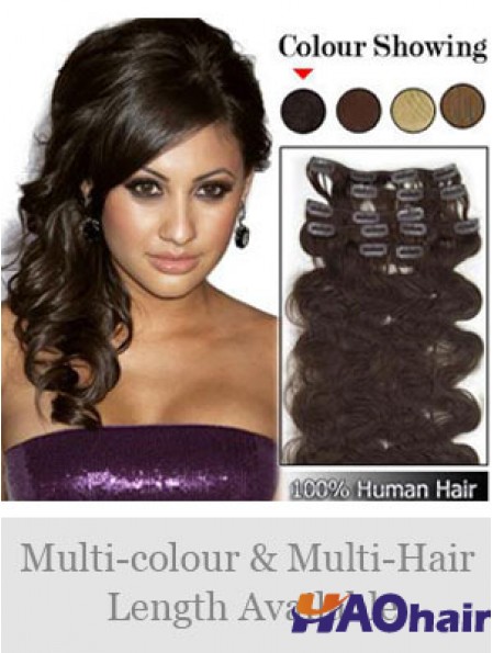Pince à cheveux ondulée brune moderne Remy dans les extensions de cheveux