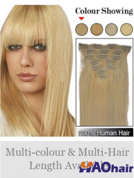Pince à cheveux blonde remy droite à la mode dans les extensions de cheveux