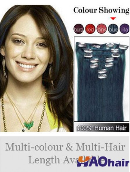 Clip dans les extensions de cheveux humains Style droit couleur noire