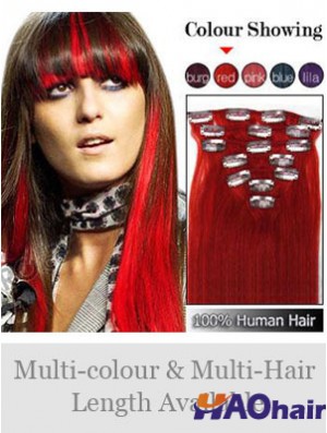 Pince à cheveux rouge Remy droite supérieure dans les extensions de cheveux