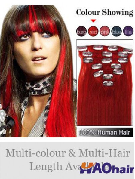 Pince à cheveux rouge Remy droite supérieure dans les extensions de cheveux