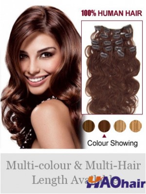 En ligne Auburn Wavy Remy Hair Clip dans les extensions de cheveux