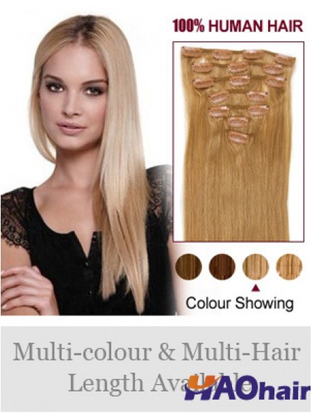 Top Blonde Straight Remy Hair Clip dans les extensions de cheveux