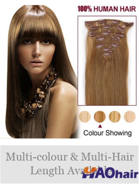 Coiffures Brown Straight Remy Hair Clip dans les extensions de cheveux