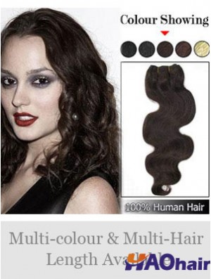Extensions de trame ondulées brunes de cheveux humains remy ondulés