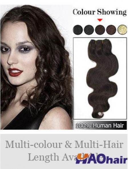 Extensions de trame ondulées brunes de cheveux humains remy ondulés
