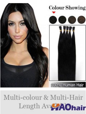Rallonges de cheveux bâton droit noir / I Tip