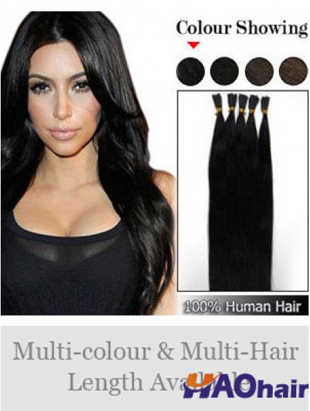 Rallonges de cheveux bâton droit noir / I Tip