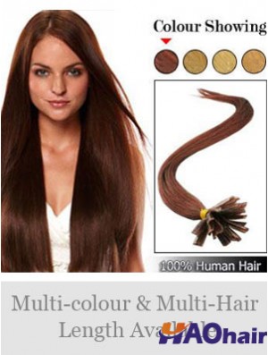 Auburn Straight Hairstyles Nail / U Tip Hair Extensions