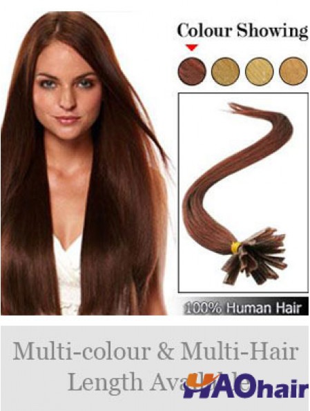 Auburn Straight Hairstyles Nail / U Tip Hair Extensions