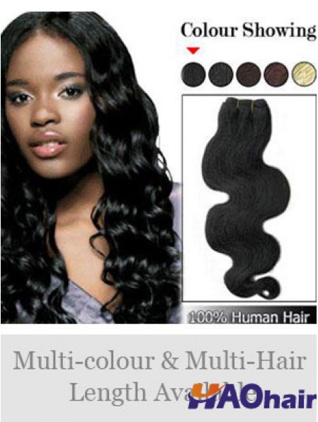 Extensions de trame étonnantes noires de cheveux humains remy ondulés