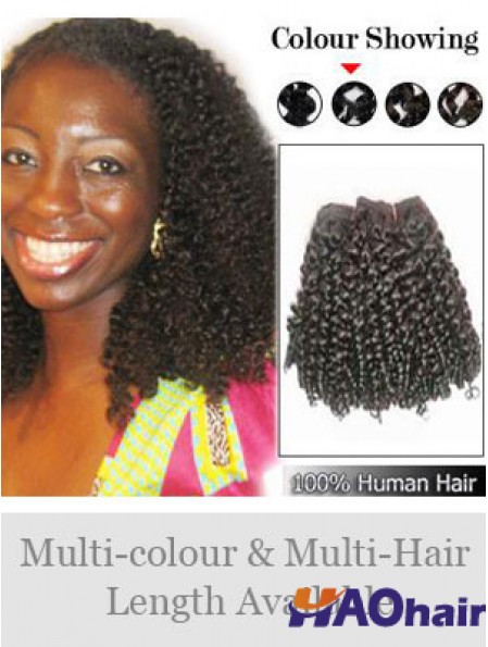 Extensions de trame populaires noires bouclées de cheveux humains de Remy