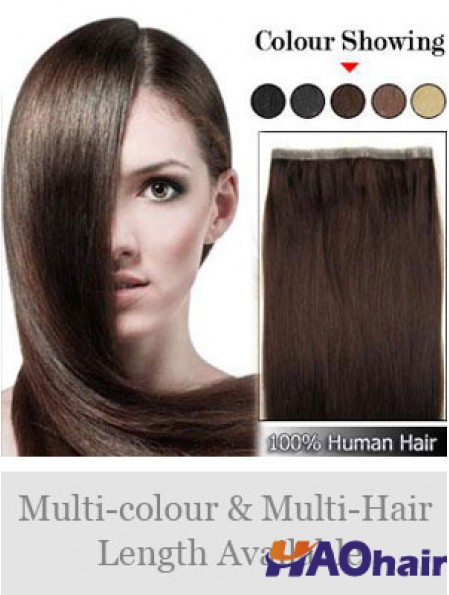 Extensions de trame les moins chères de cheveux humains Remy droits bruns