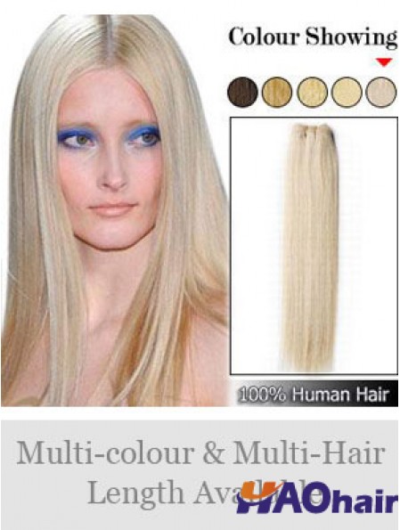 Extensions de trame exquises blondes droites remy cheveux humains