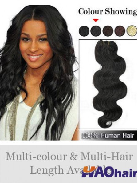 Extensions de trame parfaites noires ondulées de cheveux humains de Remy