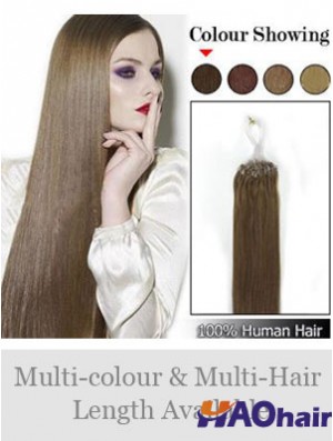Extensions de cheveux d'anneau de micro boucle droite brun fabuleux