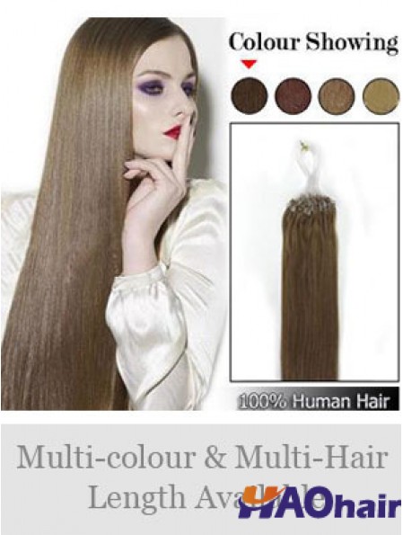 Extensions de cheveux d'anneau de micro boucle droite brun fabuleux