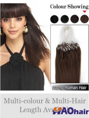 Extensions de cheveux d'anneau de micro-boucle droite marron flexible