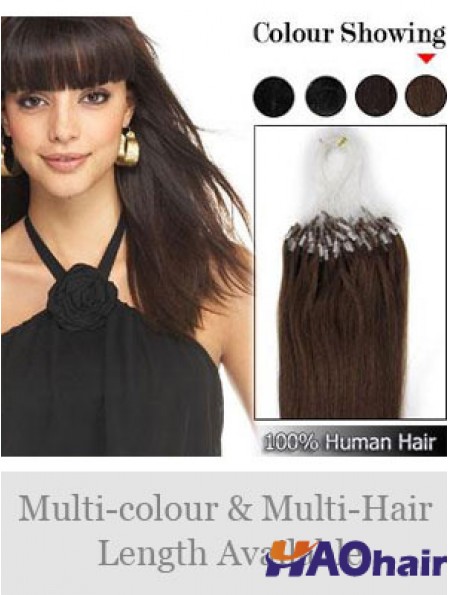 Extensions de cheveux d'anneau de micro-boucle droite marron flexible