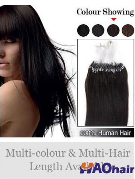 Belles extensions de cheveux d'anneau de boucle micro droite noire