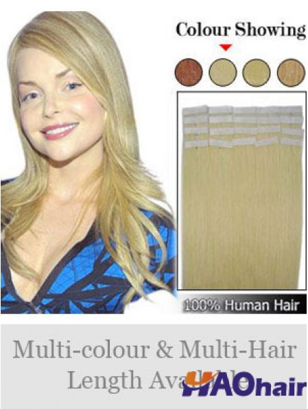 Bande de cheveux humains remy à la mode droite blonde dans les extensions de cheveux