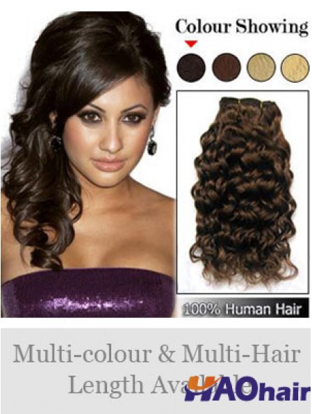 Extensions de trame en ligne de cheveux humains bruns bouclés et remy