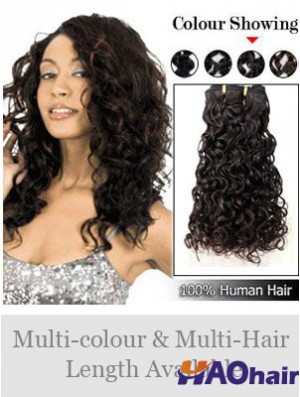 Extensions de trame modernes noires bouclées de cheveux humains Remy