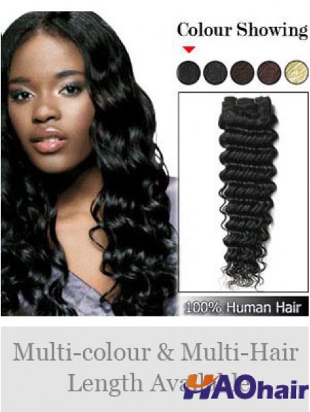 Extensions de trame conçues pour les cheveux humains noirs ondulés Remy