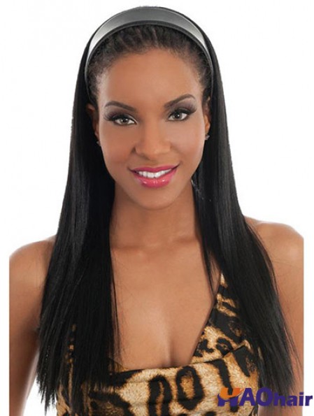 Chutes de cheveux raides synthétiques noires No-Fuss