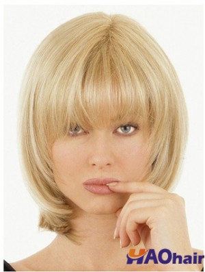 Demi perruques avec Remy Straight Style Blonde Color