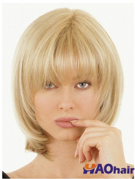 Demi perruques avec Remy Straight Style Blonde Color