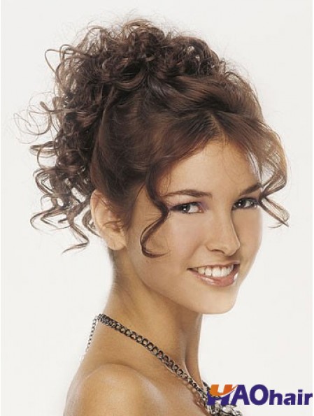 Clip sur les postiches pour les femmes Style brun bouclé de couleur avec synthétique