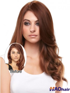 Sassy Auburn Wavy Remy Clip de cheveux humains en postiches