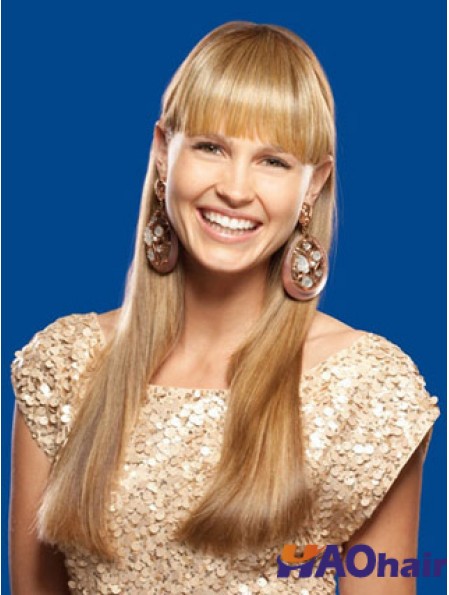 Fashion Blonde Clip synthétique droite en postiches