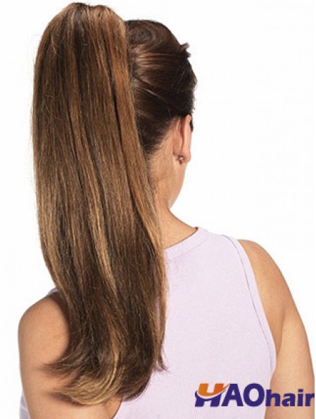 Cheveux Humains Queue de Cheval Longue Longueur Droite Style Auburn Couleur