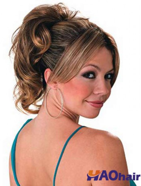 Prolongements de cheveux de queue de cheval avec la couleur brune ondulée synthétique de style